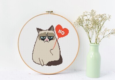 Grumpy Cat, Funny Cross Stitch