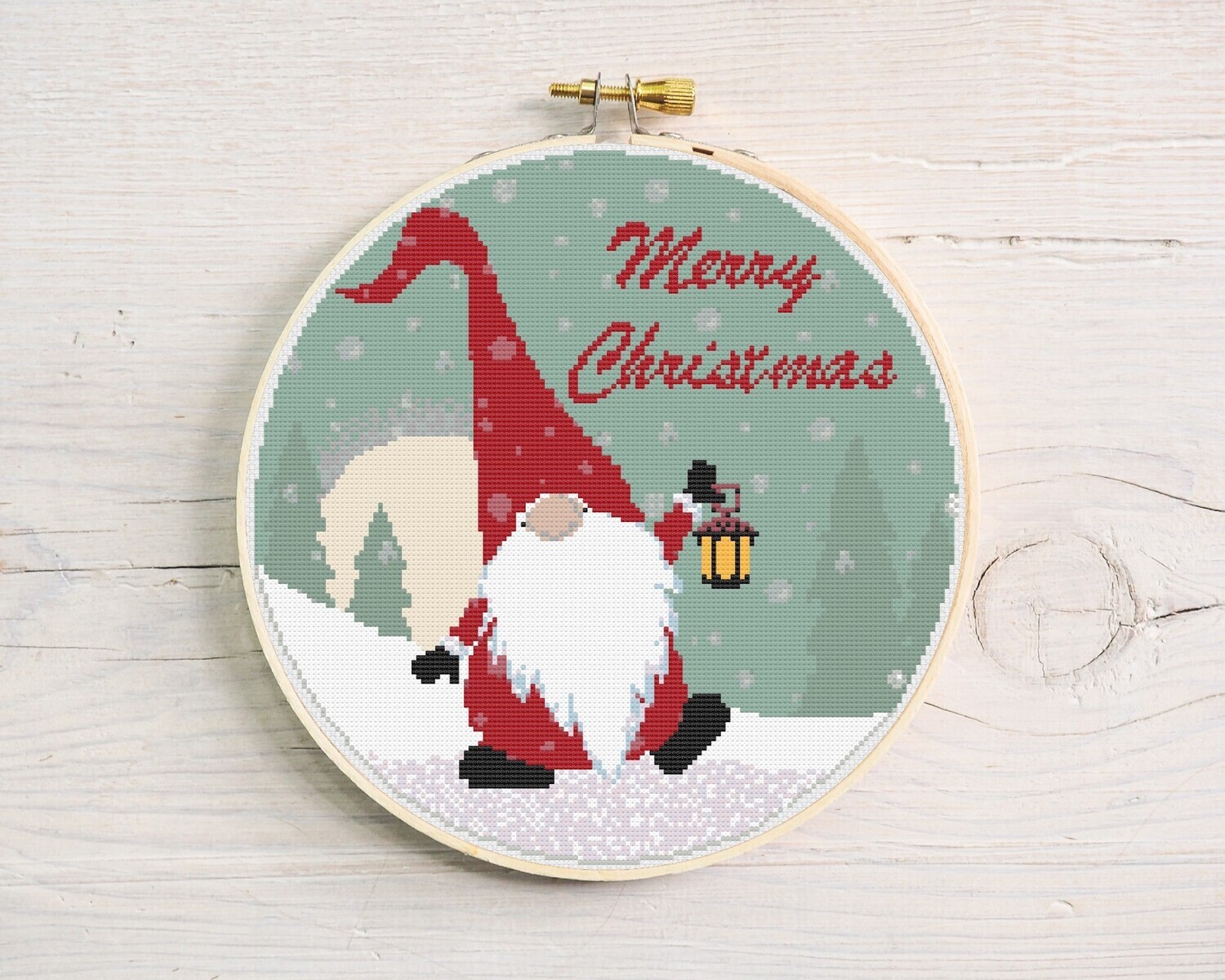 Christmas Gnome- Snowy Night, Holiday Pattern