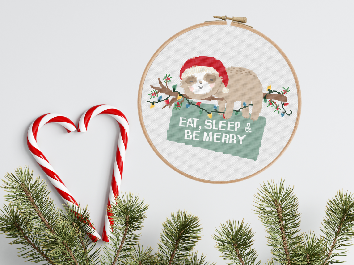 Slothy Christmas- Sloth Holiday- Eat, Sleep and Be Merry