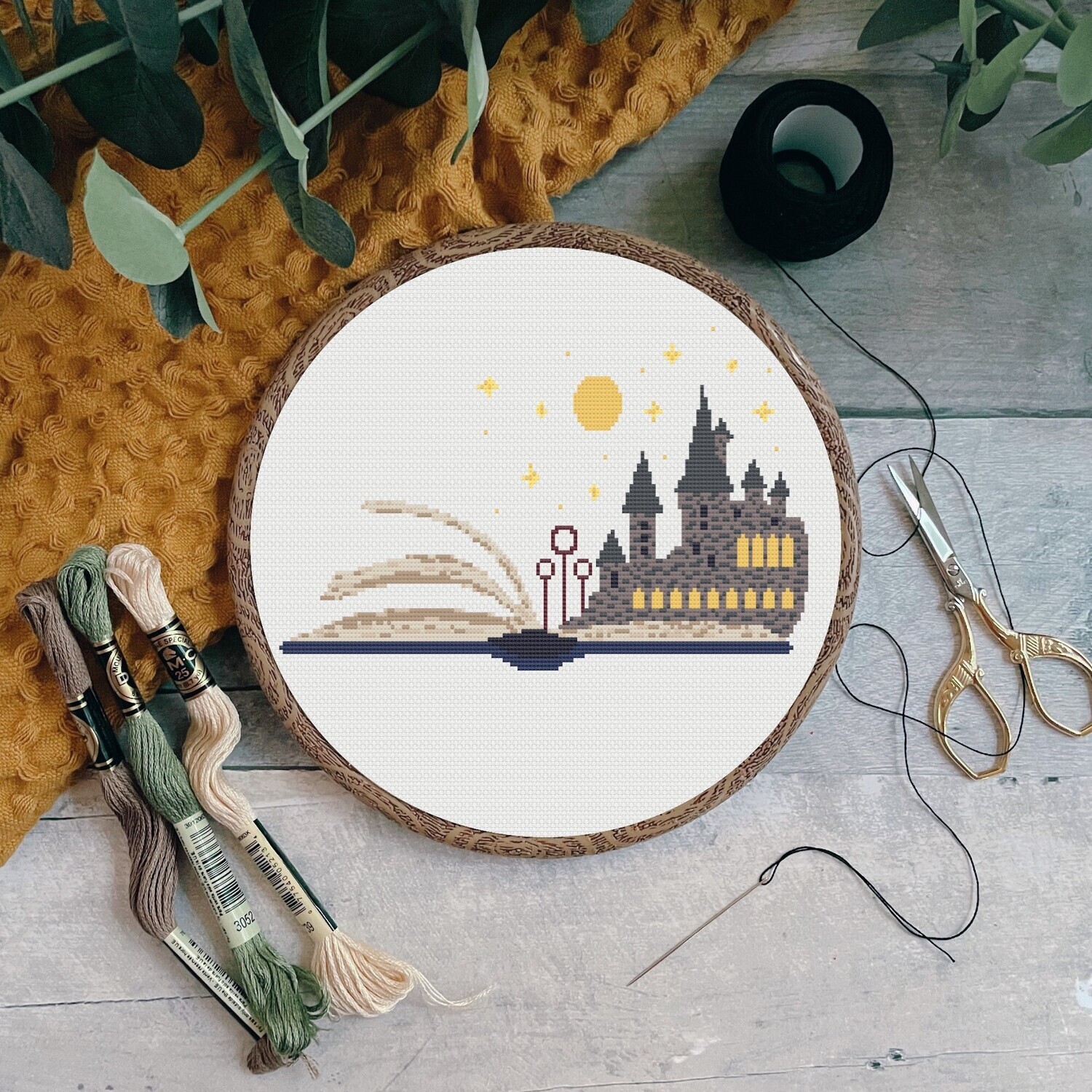 Wizard School Under Starry Sky- Book Lover Series Pattern