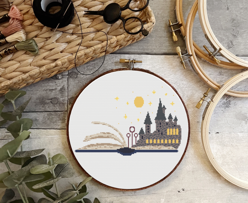 Wizard School Under Starry Sky- Book Lover Series Pattern