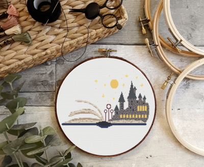 Wizard School Under Starry Sky- Book Lover Series Pattern
