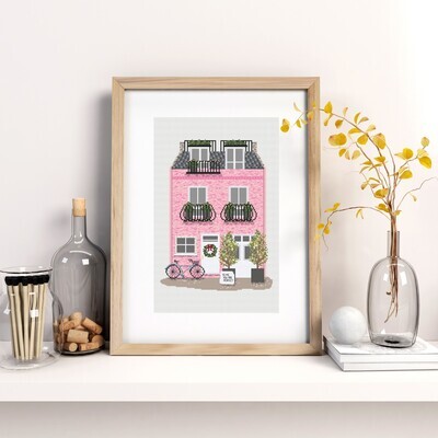 Love Actually Pink House Cross Stitch Pattern, Movie House, Movie Cross Stitch, Movie House Collection