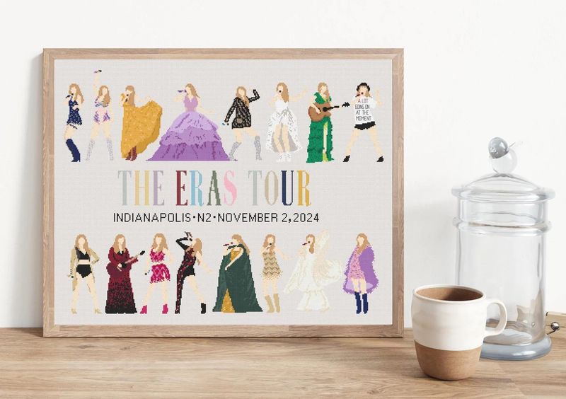 Taylor Cross Stitch, Eras Cross Stitch, Music Cross Stitch, Tour Cross Stitch, Music Gift, Iconic Outfits