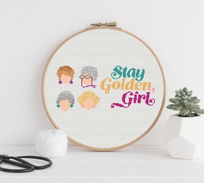 Golden Girls Cross Stitch Pattern - Sassy Feminist Embroidery, Snarky Subversive Needlework for DIY Decor or Gifts