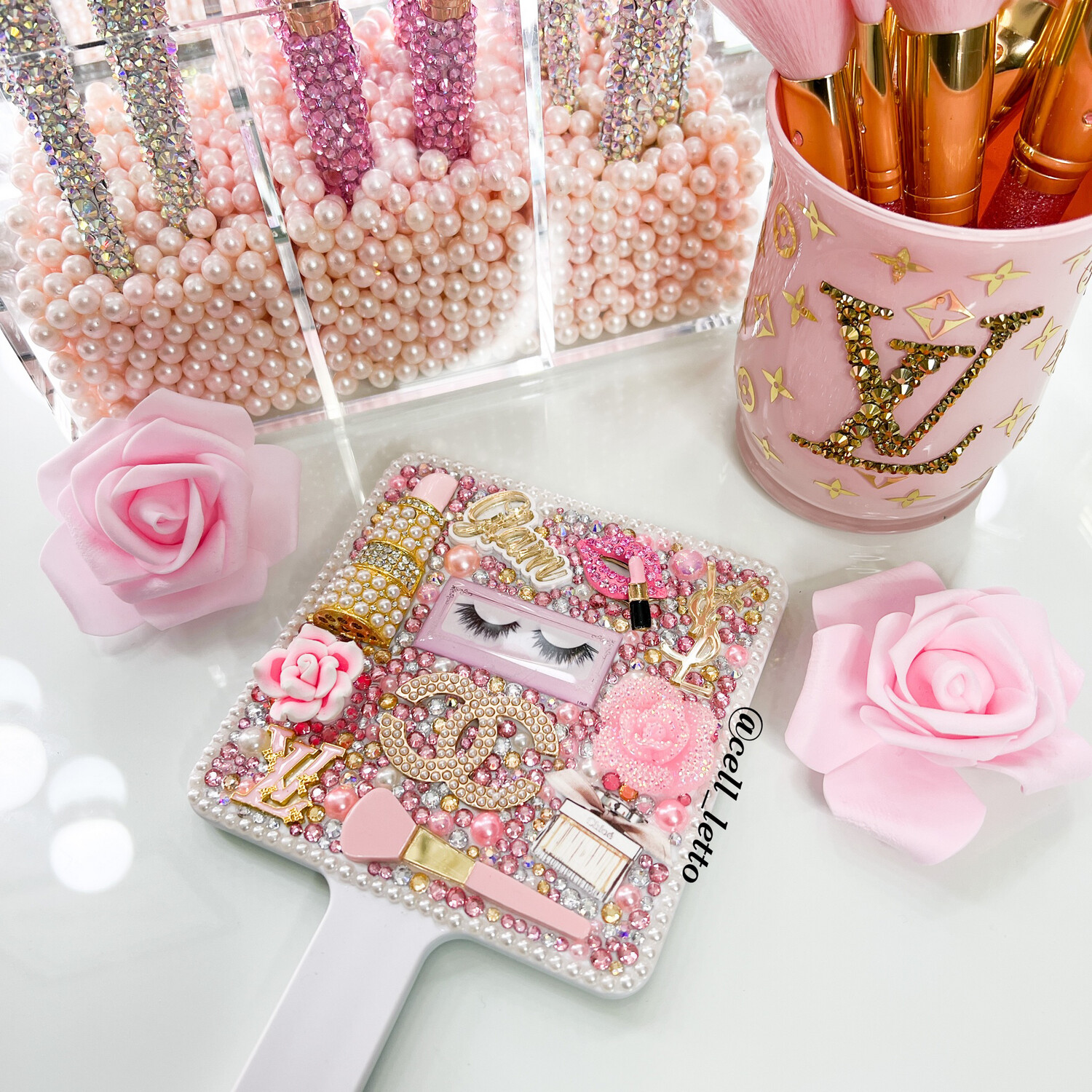 Glam Girl Small Square Hand Mirror