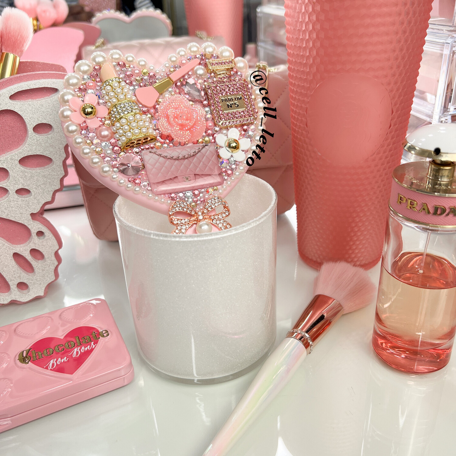 Flower Power Heart Hand Mirror