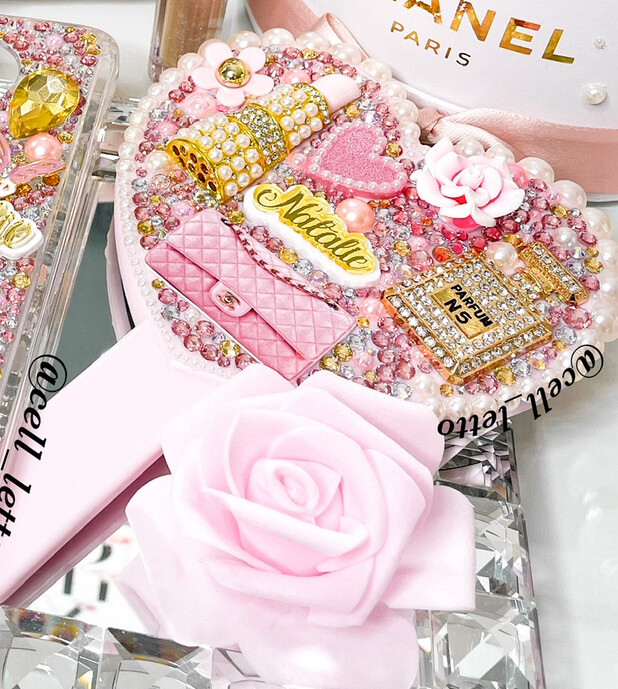 Rose Bling Heart Hand Mirror