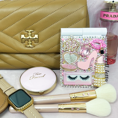 Aesthetic Pink LED Compact Mirror