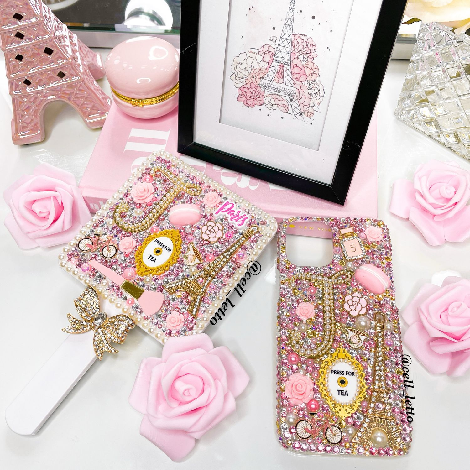 “Glam Duo II” (Phone Case + Small Square Hand Mirror)