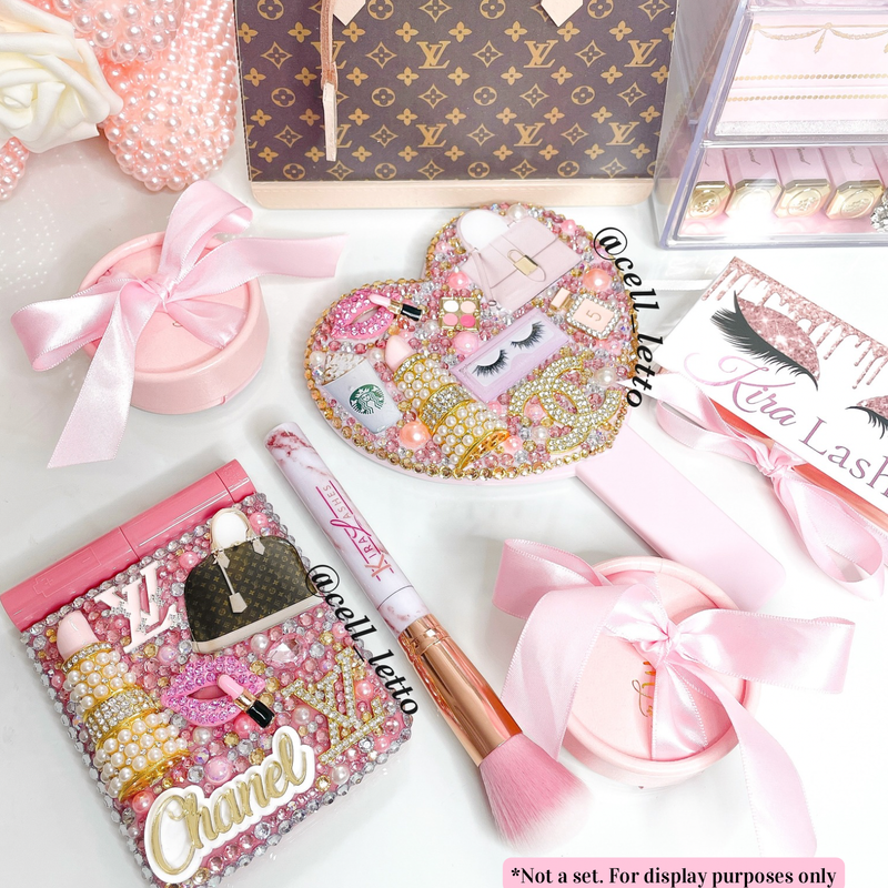 &quot;Sweetheart Shine Duo&quot; (Compact Mirror + Heart Hand Mirror)