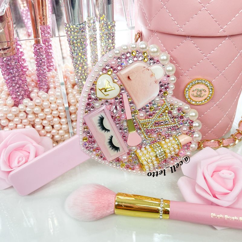 Glam Fashion Heart Hand Mirror