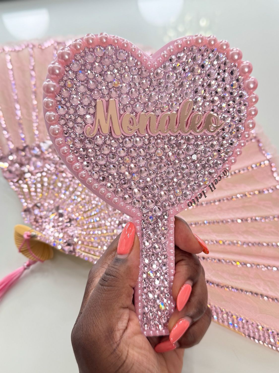 Say My Name Rose Gold Heart Hand Mirror