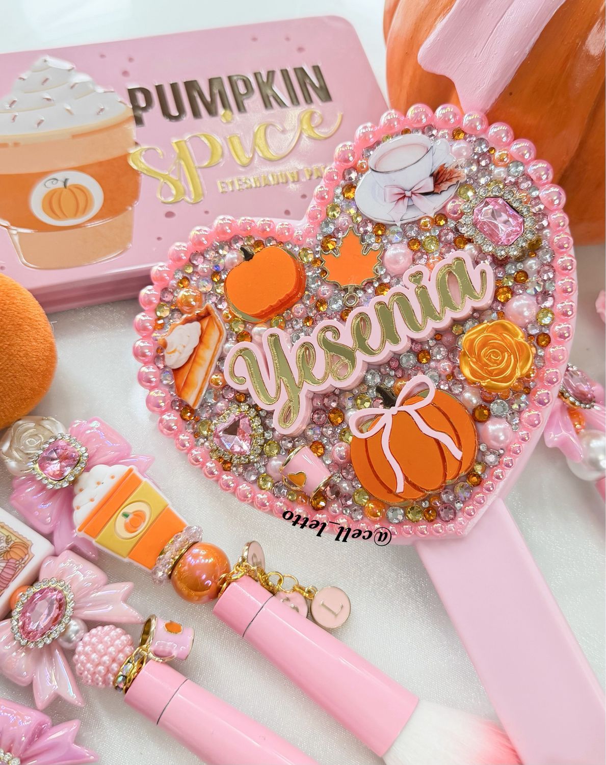 Pumpkin Spice Heart Hand Mirror