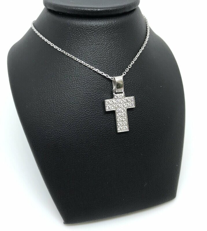 Pendentif croix or blanc 18K 750/1000