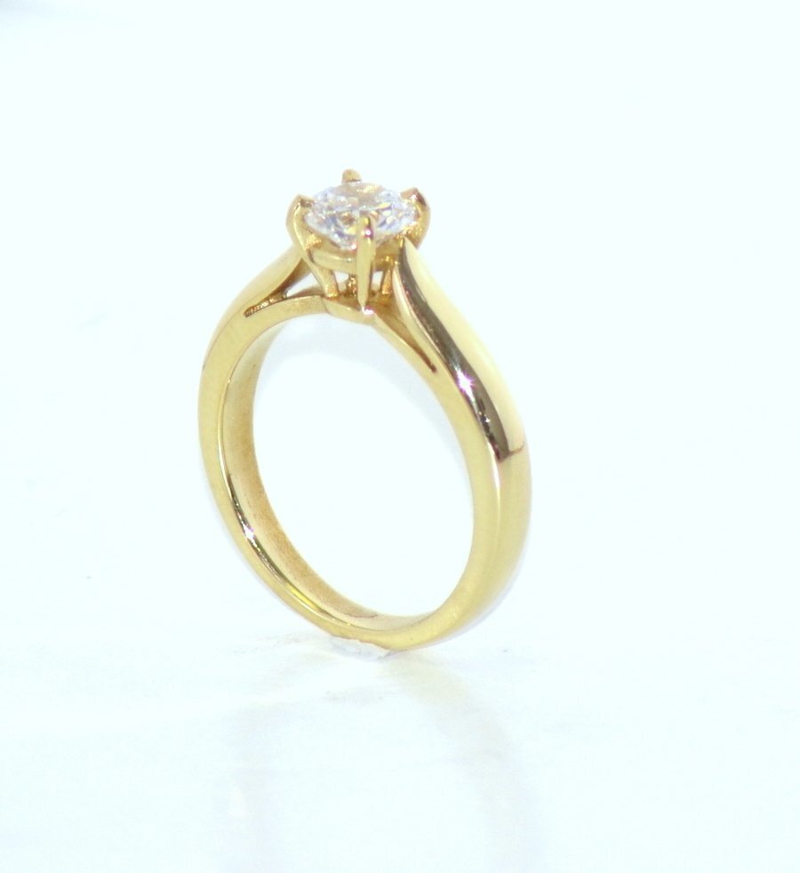Solitaire Tulipe or jaune 18k 750/1000