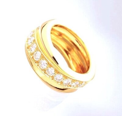 Alliance Bisotine or jaune 18K 750/1000 serti de diamants