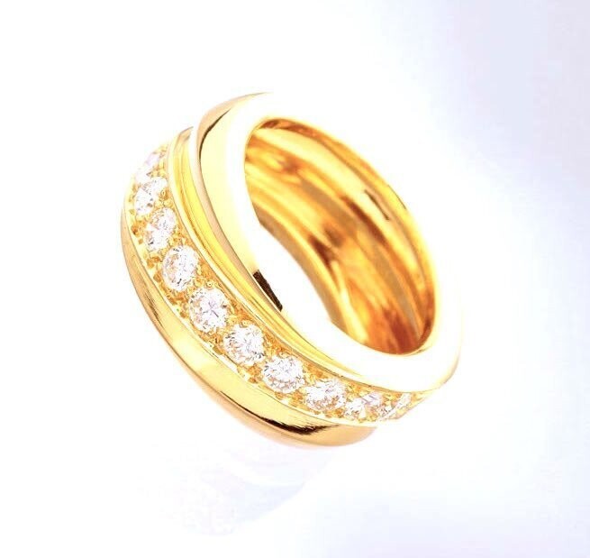 Alliance Bisotine or jaune 18K 750/1000 serti de diamants