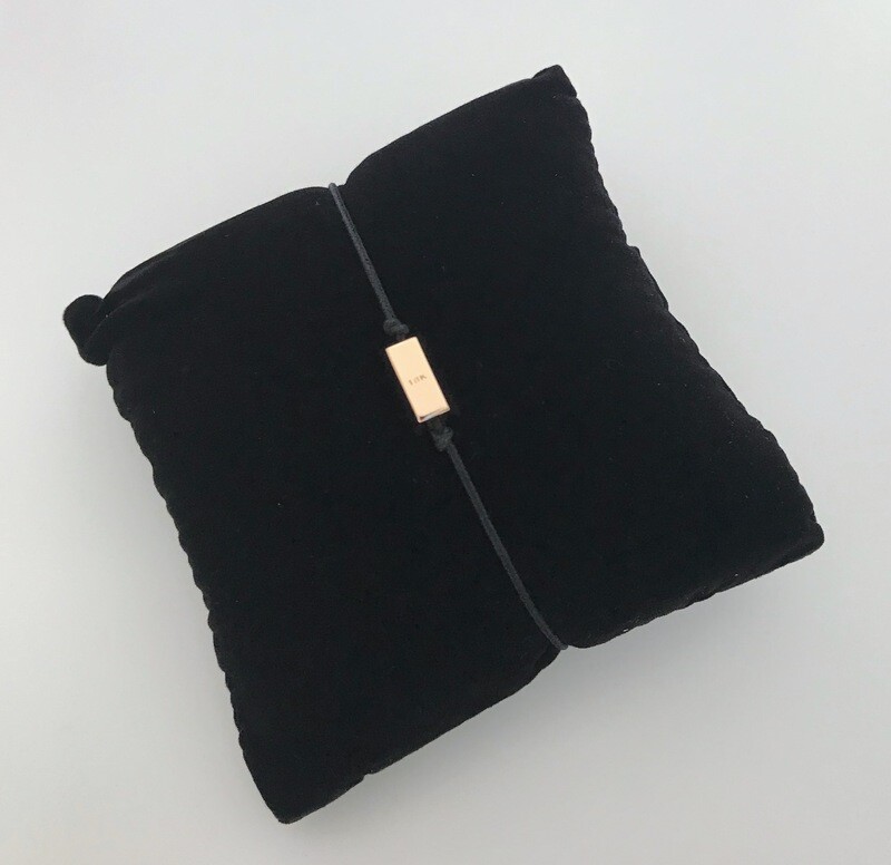 Bracelet lingot or rose 18k 750/1000 sur cordon noir