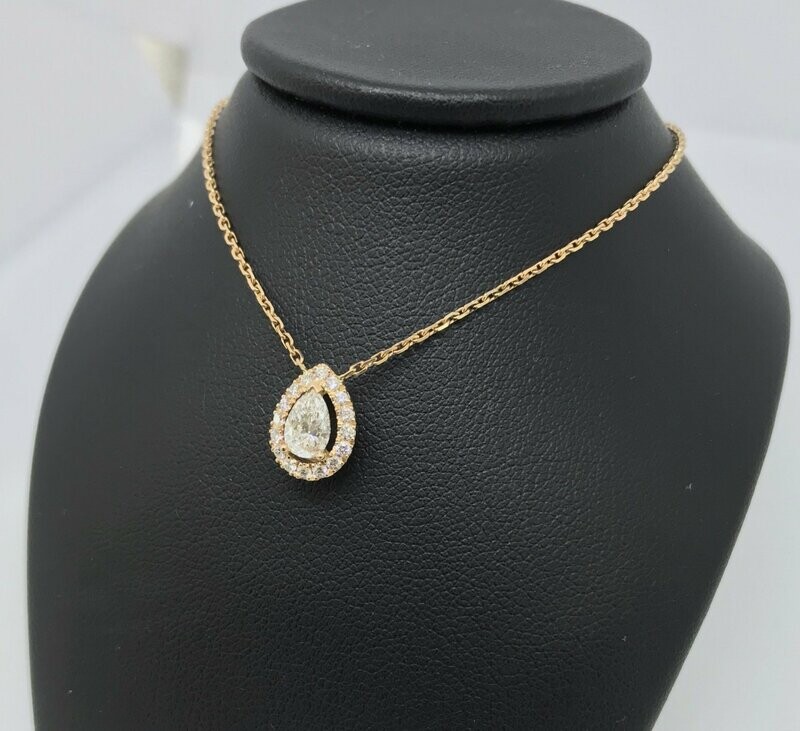 Pendentif diamant poire entourage