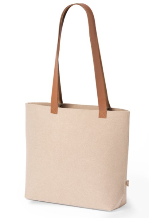 Bolso fieltro tiras marrón