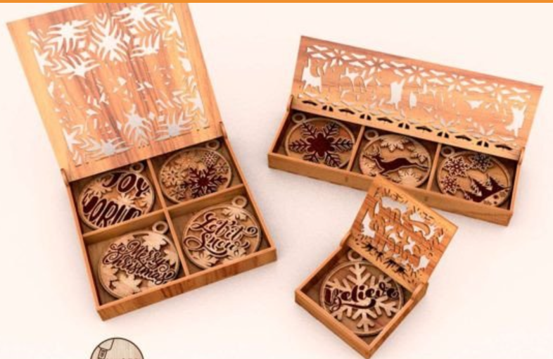 Lote de caja de adornos navideños