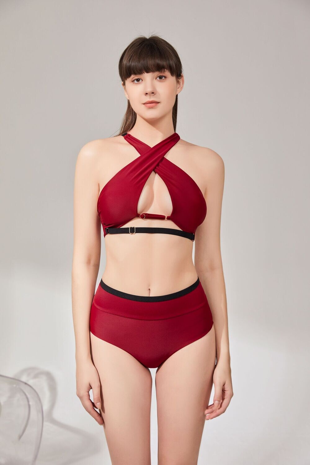 Cross Neck x Cross Back Top - Burgundy