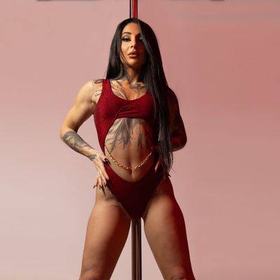 Cherry Red Glitter Bodysuit with Chain