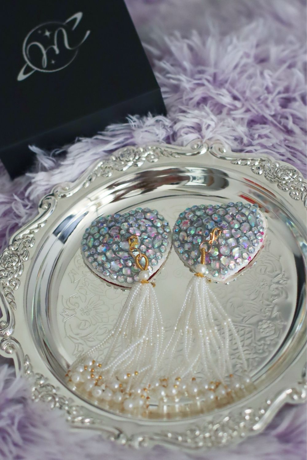 Hearty Rhinestone Pasties - White Silver Hearty Rhinestone Pasties - White Silver