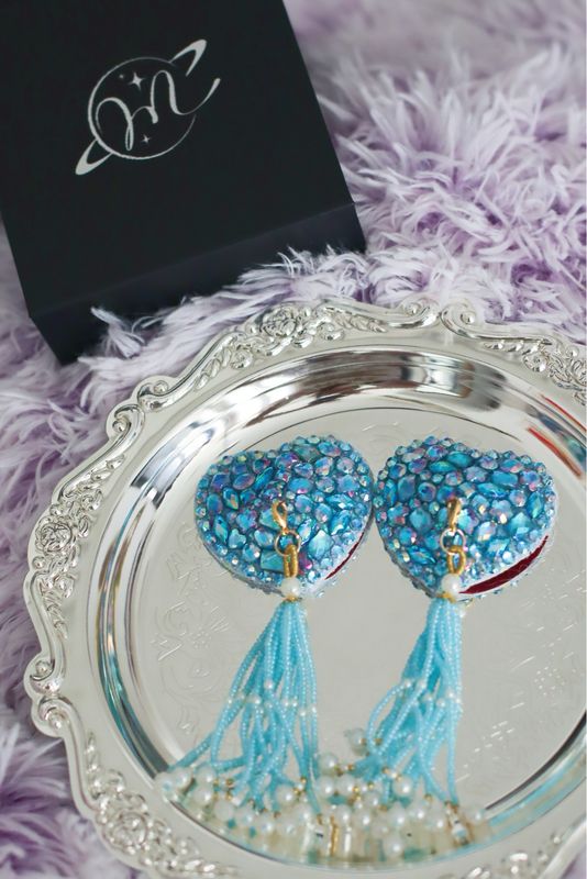 Hearty Rhinestone Pasties - Blue Hearty Rhinestone Pasties - Blue