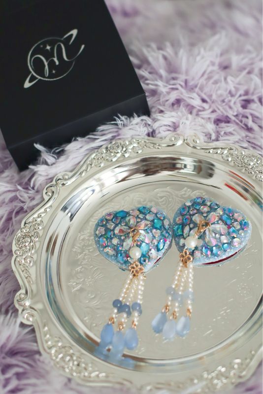 Fairy Floss Flower Rhinestone Pasties - Blue Fairy Floss Flower Rhinestone Pasties - Blue