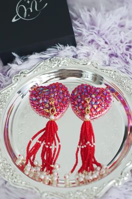 Hearty Rhinestone Pasties - Red Hearty Rhinestone Pasties - Red