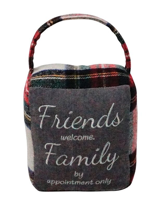 Red Grey Plaid Friends Family Doorstop