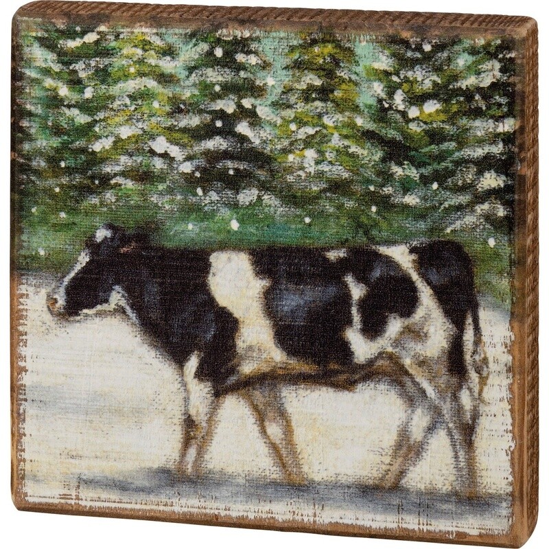 Block Sign-Winter Cow