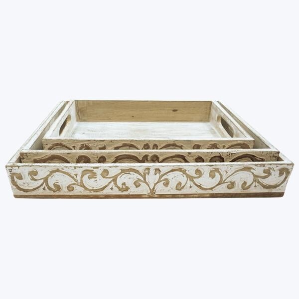 Wood carved Serving Trays Sm