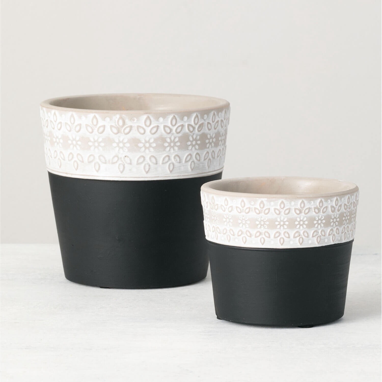 Flower Pots Black/White Small