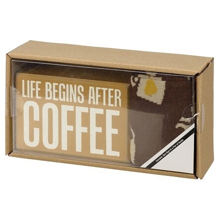 Box Sign & Sock Set-Coffee