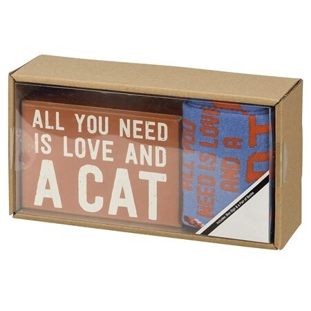 Box Sign &amp; Sock Set-Cat