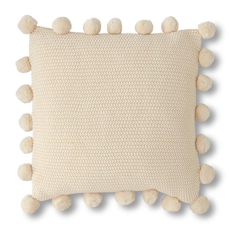 Cream Moss Stitch Knit Pillow 20&quot;