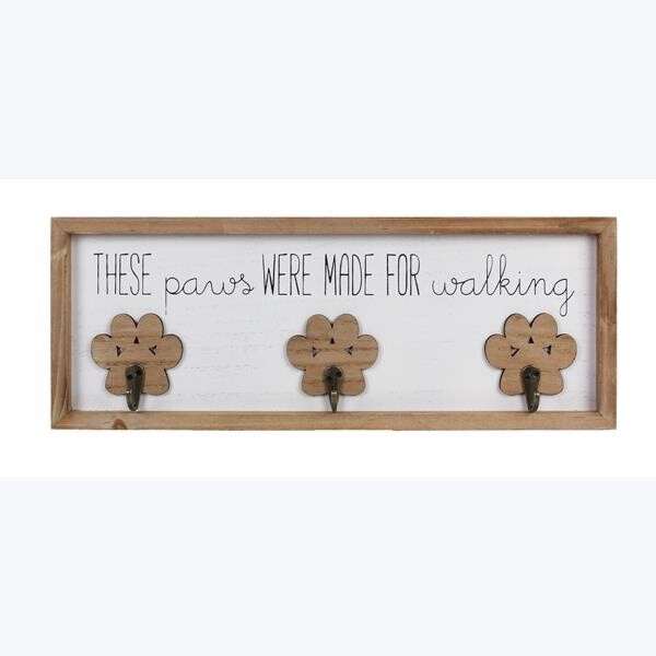 Wood Framed Hooks with Raised Paw Prints