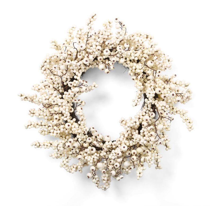 24&quot; White Berry Rosehip Wreath