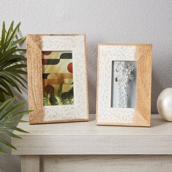 Distressed Wood 5x7 Photo Frame Ivory