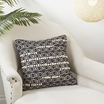 Mooccan Pillow Down Black White 18&quot;