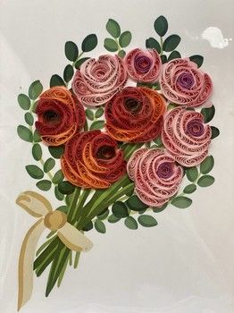 Handmade Quilling Cards Rose Bouquet