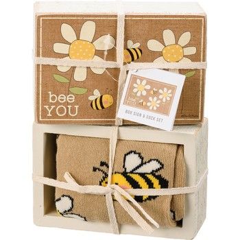 Box Sign &amp; Sock Set-Bee You