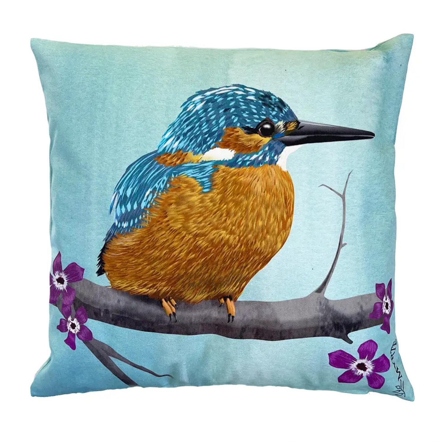 40,6 cm Vogel-Kissenbezug - Kingfisher - Handmade