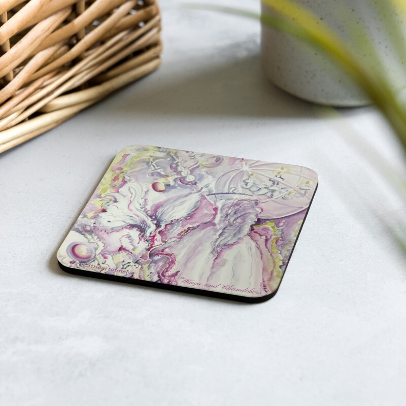 "Wings and Chandeliers" Watercolor Print Coaster by Melva