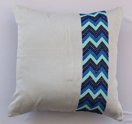 ​Woven Cushion Cover - Gray with Zig Zag