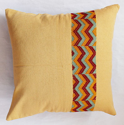 Woven Cushion Cover - Beige with Zig Zag