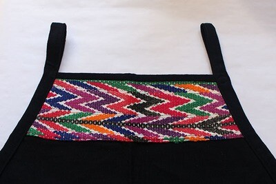 Youth Navy Apron with Tecpan Huipil